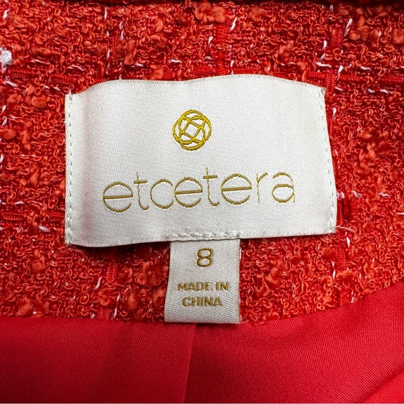 etcetera Tweed Jacket Bomber Blazer Orange Peach Tweed Size 8 - Picture 4 of 10
